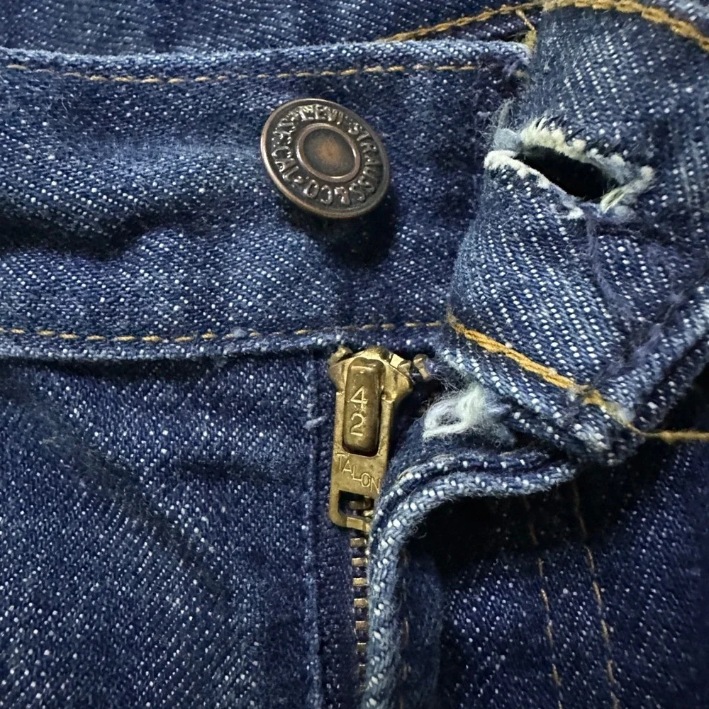 Vintage 70s Levis 646 Orange Tab Bell Bottom Jeans Talon 42 Dark Wash 40x29